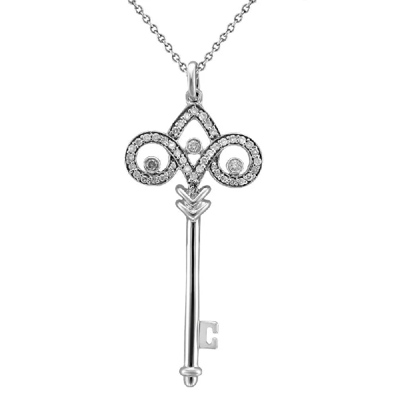 dainty opal nose ring 14KT White Gold Diamond Key Pendant