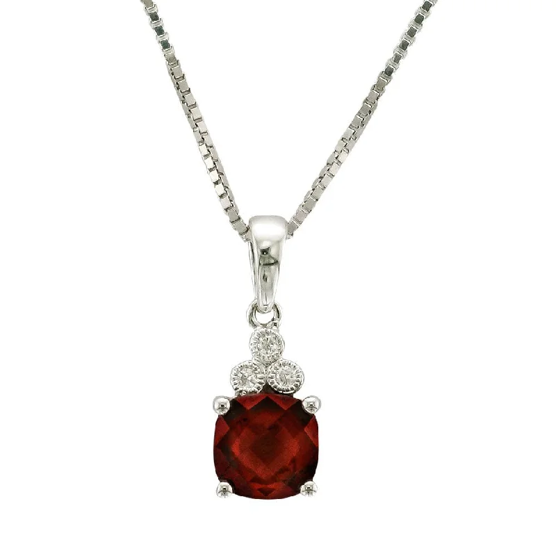 personalized coordinates ring custom 14KT WHITE GOLD GARNET & DIAMOND NECKLACE