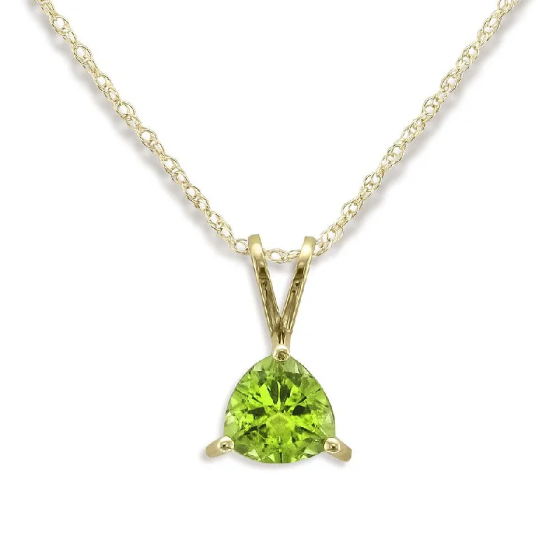 custom star sign necklace 14KT YELLOW GOLD 1.30 CT TRILLION CUT PERIDOT NECKLACE