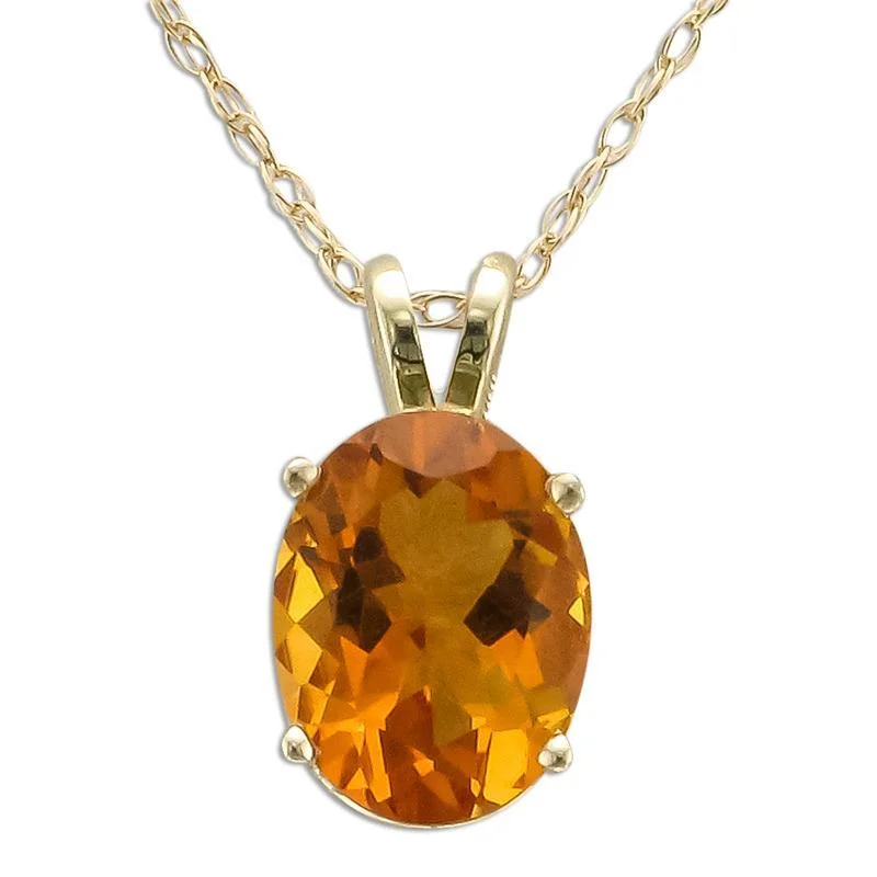 unique crystal bar necklace 14KT YELLOW GOLD 1.50 CT OVAL CITRINE NECKLACE