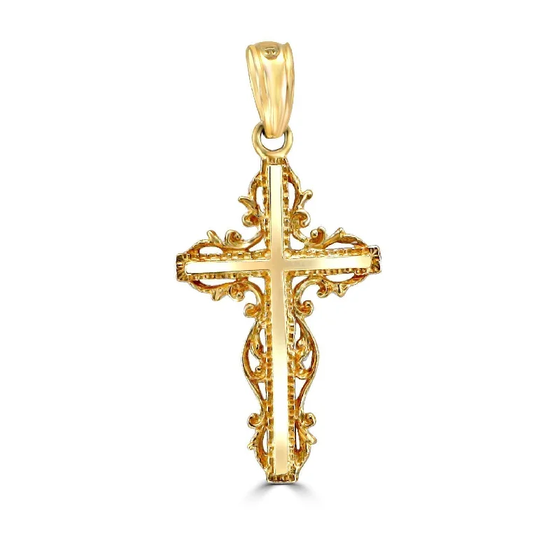 white gold necklace simple 14KT Yellow Gold Filigree Cross Pendant