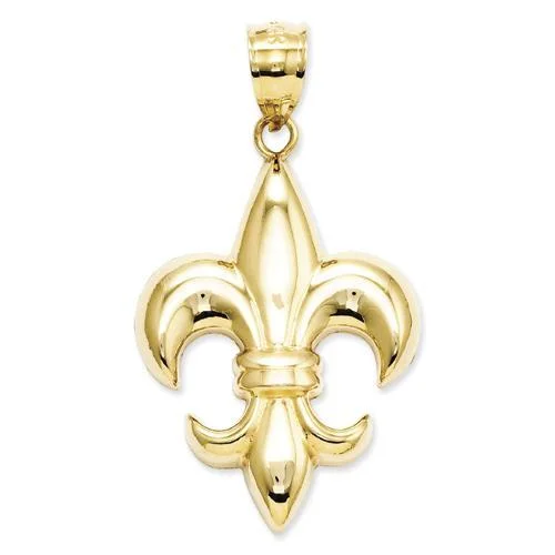 minimalist pearl pendant necklace 14KT Yellow Gold Fleur De Lis Charm
