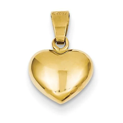 celestial sun and moon earrings 14KT Yellow Gold Small Puffed Heart Charm