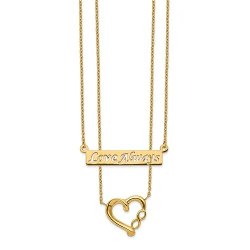 evil eye protection bracelet 14KT Yellow Gold Two-Strand "Love Always" Heart Pendant evil eye protection bracelet 14KT Yellow Gold Two-Strand "Love Always" Heart Pendant
