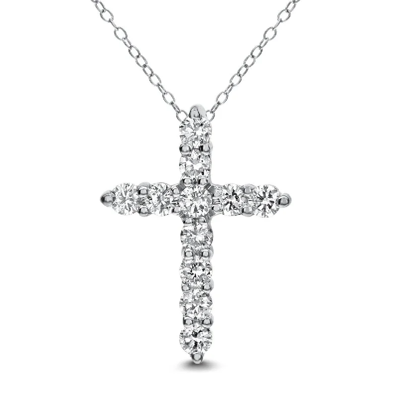 dainty pearl and diamond ring 18KT GOLD 1/2 CTW DIAMOND CROSS PENDANT