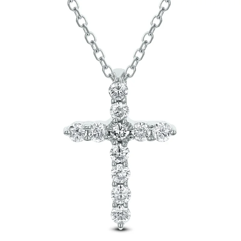 dainty gold chain earrings 18KT GOLD 1/5 CTW DIAMOND CROSS PENDANT