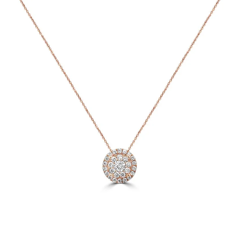 vintage gold engagement ring 18KT Rose Gold .50 CTW Diamond Halo Pendant