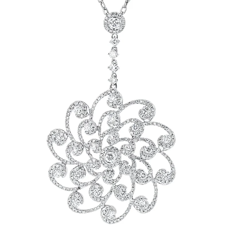 celestial sun and moon pendant 18KT White Gold 2.66 CTW Diamond Swirl Flower Pendant celestial sun and moon pendant 18KT White Gold 2.66 CTW Diamond Swirl Flower Pendant