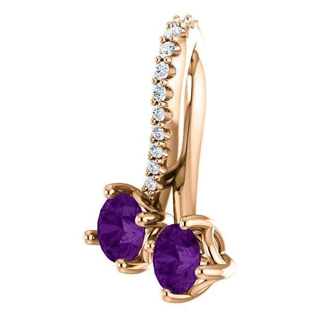 vintage art deco engagement ring 14KT 0.40 CTW AMETHYST & 0.05 CTW DIAMOND PENDANT