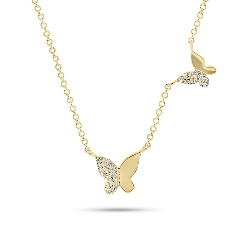 opal gemstone halo ring Diamond Butterfly Duo Necklace