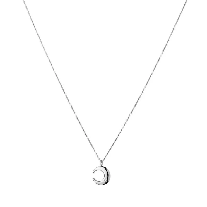 emerald cut diamond wedding ring Lunar 18K Whitegold Pendant w. Diamond