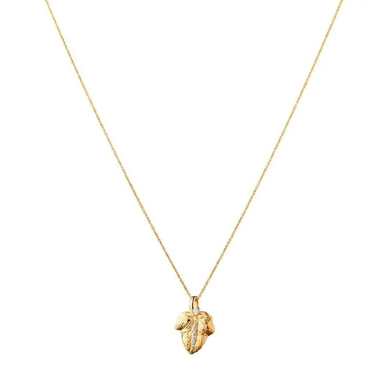 personalized couple’s keychain pendant The Leaf 14K Gold Pendant w. Diamonds