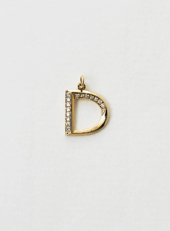 gothic skull ring for men Diamond letter D 18K Gold Necklace or Pendant w. Diamond