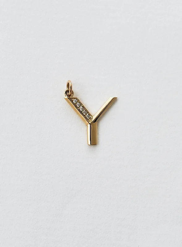 custom zodiac sign ring Diamond Letter Y 18K Gold Necklace or Pendant w. Diamond
