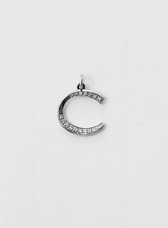 thin silver chain necklace Diamond letter C 18K Whitegold Necklace or Pendant w. Diamond thin silver chain necklace Diamond letter C 18K Whitegold Necklace or Pendant w. Diamond