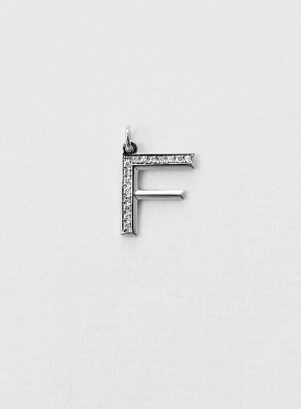 handcrafted gemstone ring women Diamond Letter F 18K Whitegold Necklace or Pendant w. Diamond