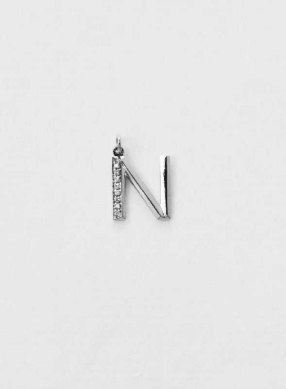 elegant pearl bridal set Diamond Letter N 18K Whitegold Necklace or Pendant w. Diamond elegant pearl bridal set Diamond Letter N 18K Whitegold Necklace or Pendant w. Diamond