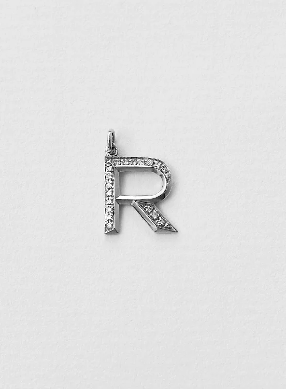 engraved pendant necklace Diamond Letter R 18K Whitegold Necklace or Pendant w. Diamond engraved pendant necklace Diamond Letter R 18K Whitegold Necklace or Pendant w. Diamond