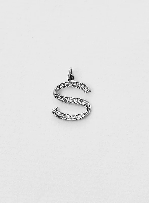 simple engraved wedding ring Diamond Letter S 18K Whitegold Necklace or Pendant w. Diamond simple engraved wedding ring Diamond Letter S 18K Whitegold Necklace or Pendant w. Diamond