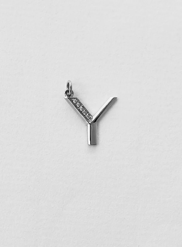 minimalist gemstone stud earrings Diamond Letter Y 18K Whitegold Necklace or Pendant w. Diamond minimalist gemstone stud earrings Diamond Letter Y 18K Whitegold Necklace or Pendant w. Diamond