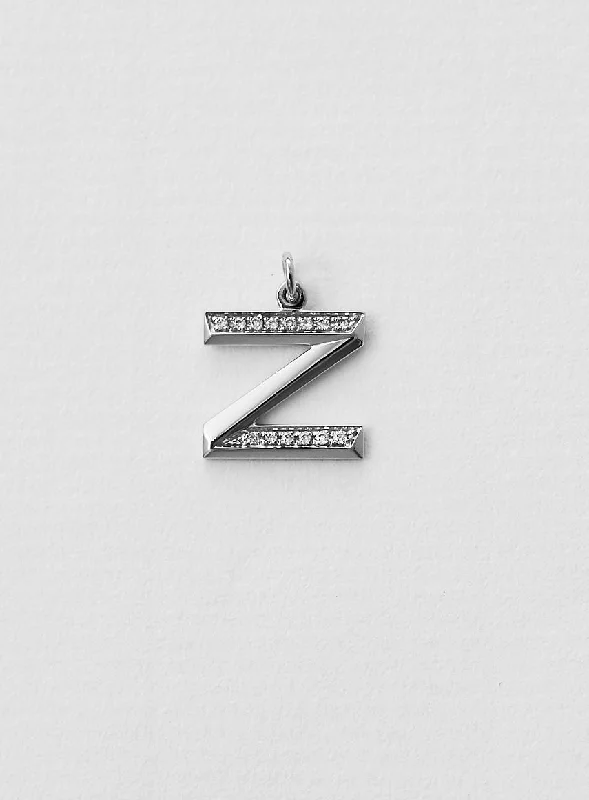 personalized engraved locket Diamond Letter Z 18K Whitegold Necklace or Pendant w. Diamond personalized engraved locket Diamond Letter Z 18K Whitegold Necklace or Pendant w. Diamond