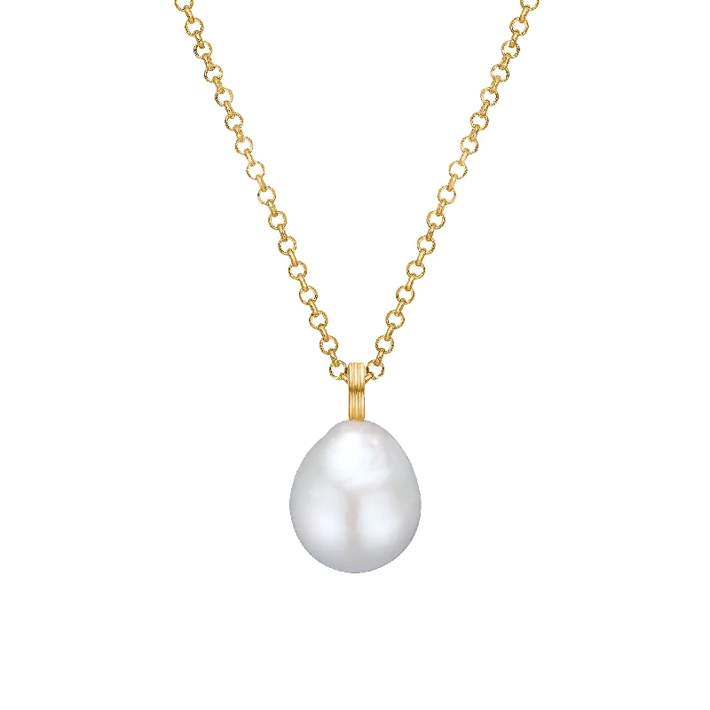luxury diamond eternity ring Unicorn 18K Gold Plated Pendant w. Baroque Pearl