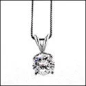 silver rope chain men Cubic Zirconia Cz 1.5 Round Single Stone Pendant