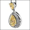 elegant art deco necklace Cubic Zirconia Cz 10.5 Ct Pear Canary Bail Two Tone Pendant elegant art deco necklace Cubic Zirconia Cz 10.5 Ct Pear Canary Bail Two Tone Pendant