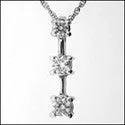 pearl and gold chain earrings Cubic Zirconia Cz .50 TCW Round 3 Stone Drop Pendant