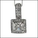 real ruby pendant necklace Cubic Zirconia Cz .60 Princess Halo Ct Bail Pendant