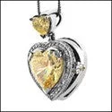 solid gold cartilage hoop Cubic Zirconia Cz 7 Ct Heart Canary Bail Pendant