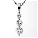 dainty heart charm necklace Cubic Zirconia Cz .85 TCW 3 Round Drop Pendant