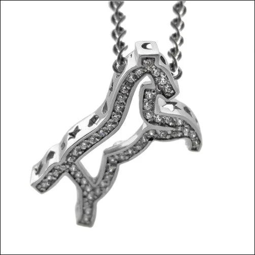 personalized couples necklace gold Cubic Zirconia Cz Charm .50 TCW Horse Pendant