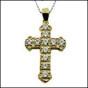 dainty gemstone choker necklace Cubic Zirconia Cz Cross 1.1 TCW Round Pendant