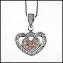 modern geometric drop earrings Cubic Zirconia Cz Heart Pink Pave Pendant