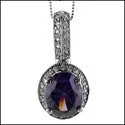 gold heart-shaped pendant necklace Cubic Zirconia Cz Oval Amethyst Pendant