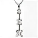 bold gothic vampire ring Cubic Zirconia Cz Round 3 Stone .70 TCW Pendant