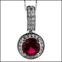 gold moonstone cocktail ring Cubic Zirconia Cz Ruby Round 2 Ct Pave Bail Pendant