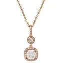 celestial moon and star necklace Cushion Cut Cubic Zirconia Rose Gold Pendant