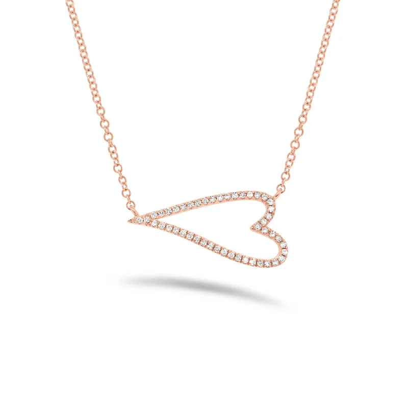 classic pearl choker necklace Diamond Horizontal Open Heart Necklace