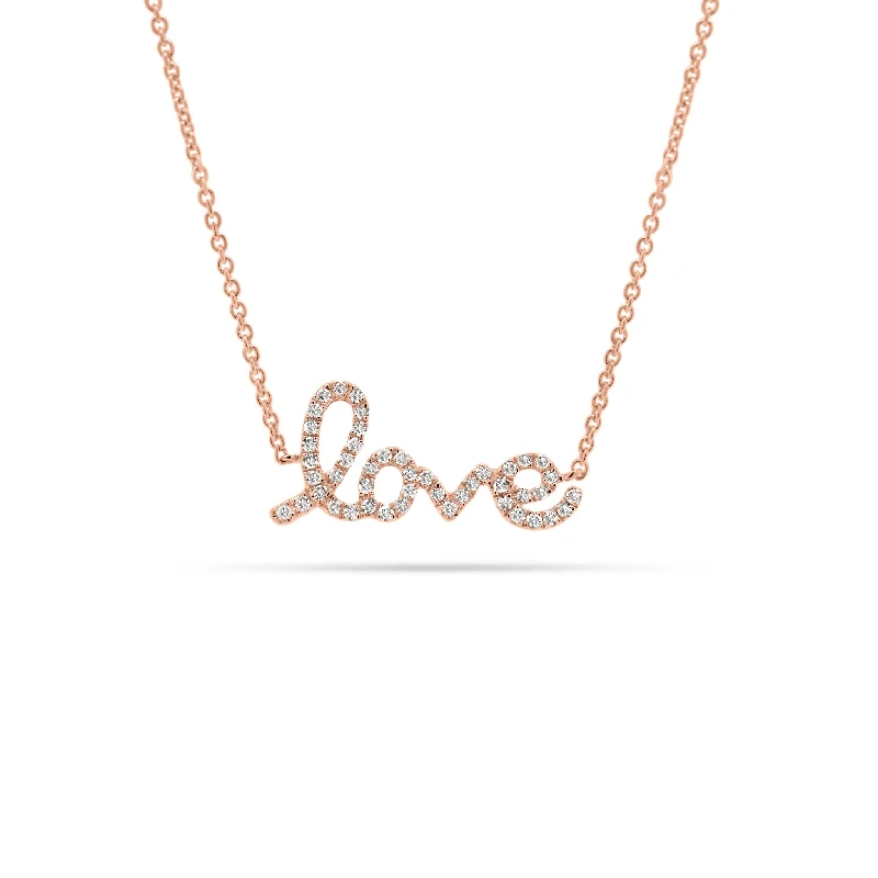 vintage diamond brooch Small Diamond Love Script Necklace