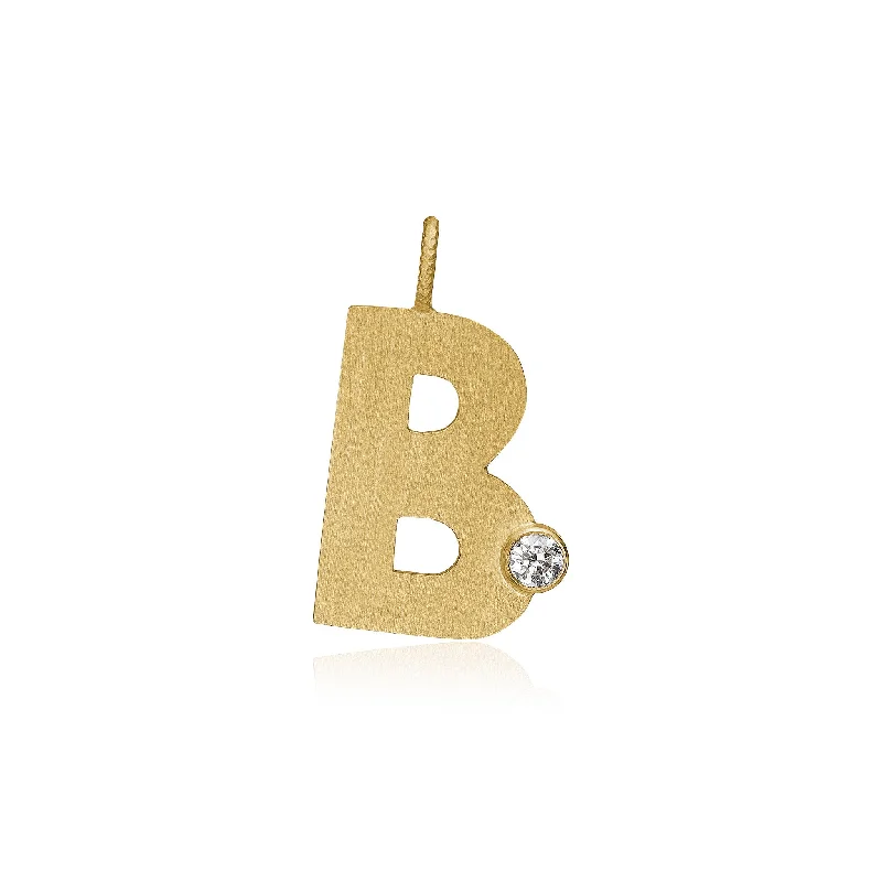 delicate angel wings necklace Letter B 18K Gold Pendant w. Diamond