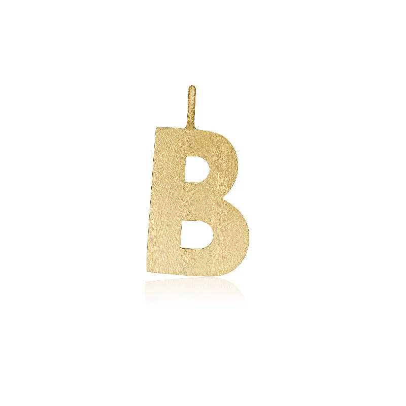 minimalist black pearl necklace Letter B 18K Gold Pendant