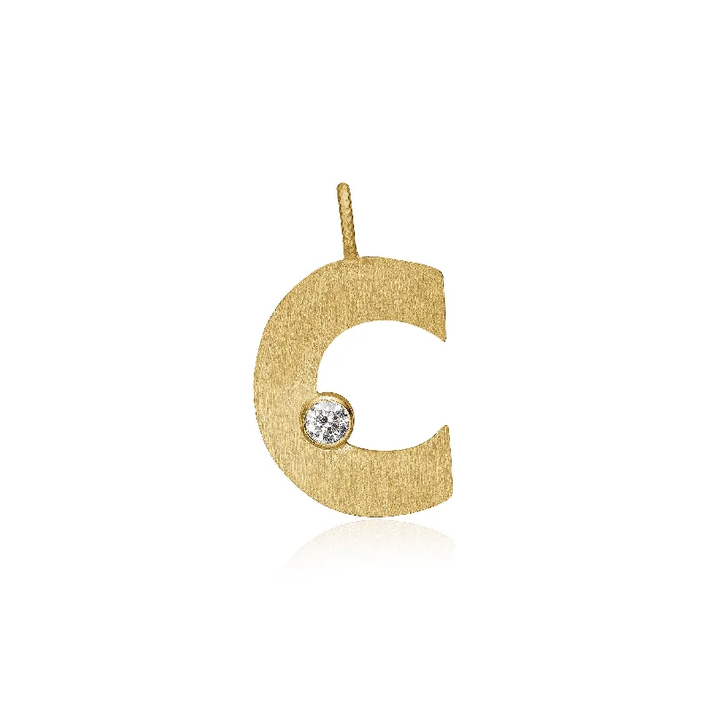 rose gold ring with diamonds Letter C 18K Gold Pendant w. Diamond