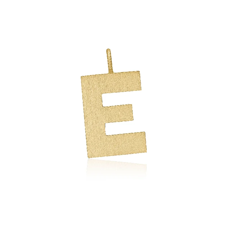 modern infinity signet ring Letter E 18K Gold Pendant