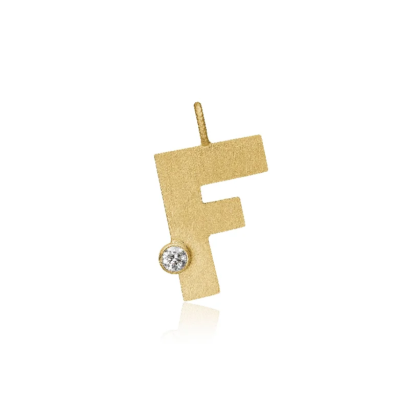 sterling silver dragonfly pendant Letter F 18K Gold Pendant w. Diamond