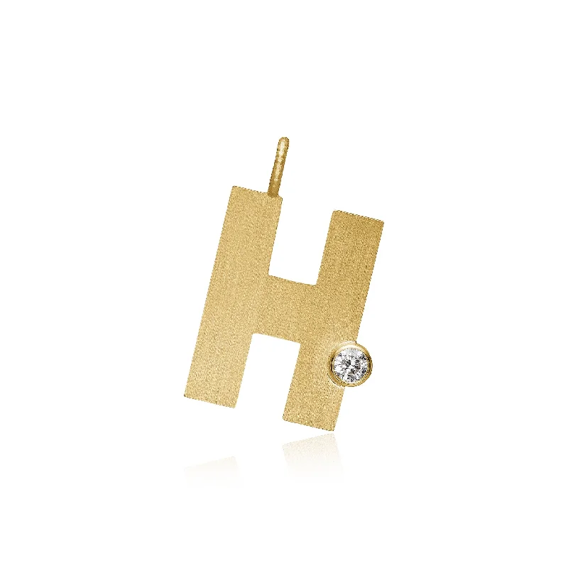 men’s tungsten carbide ring Letter H 18K Gold Pendant w. Diamond