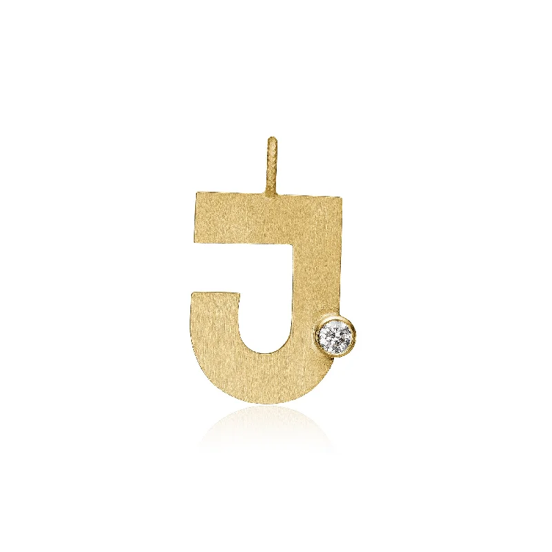 gold mesh bangle bracelet Letter J 18K Gold Pendant w. Diamond