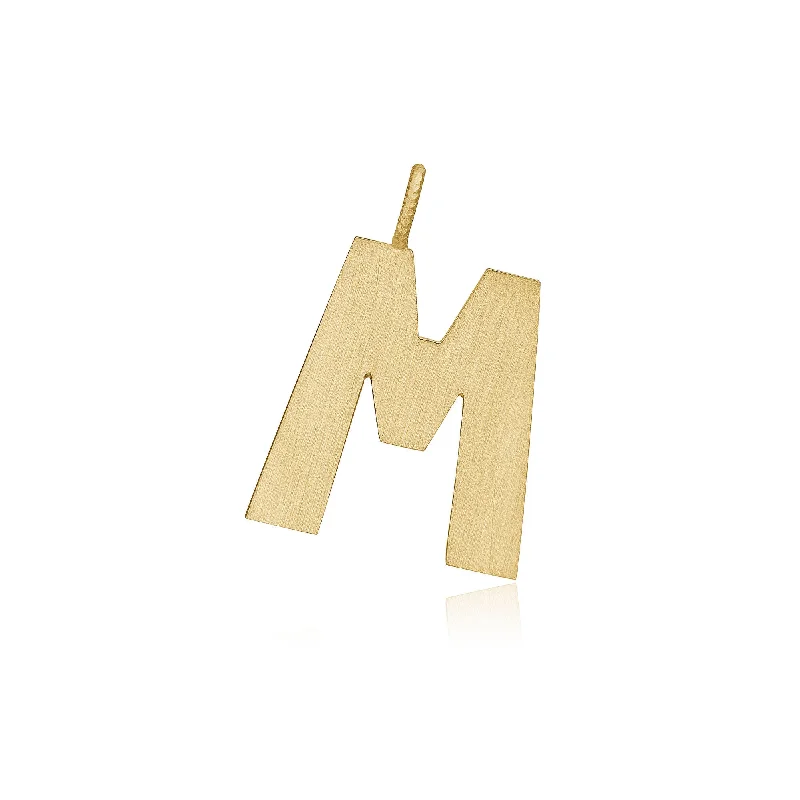 handmade coin pendant necklace Letter M 18K Gold Pendant