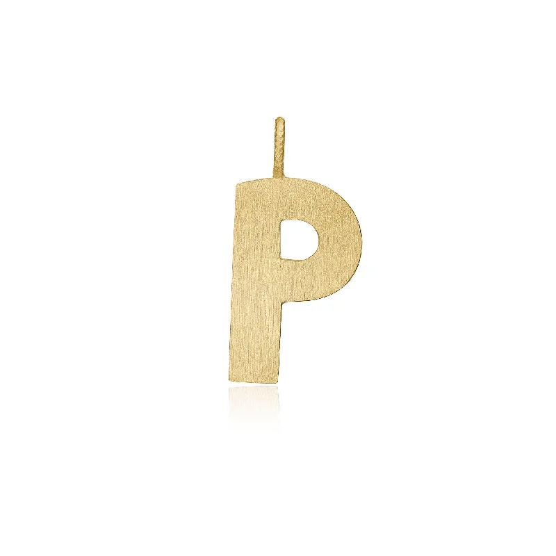 white topaz stacking rings Letter P 18K Gold Pendant